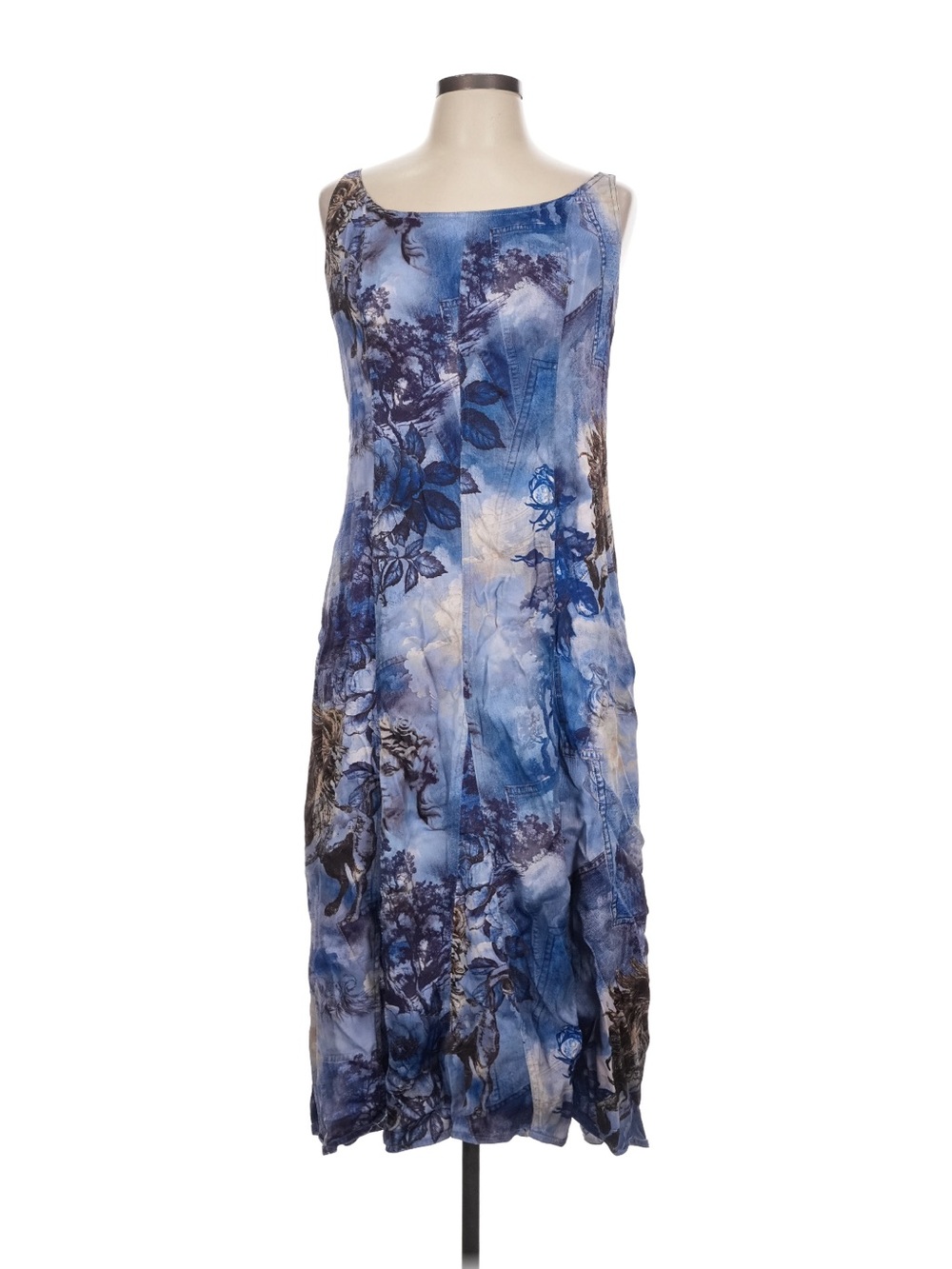Anthropologie Pilcro Blue Patchwork Floral Print Sleeveless Midi Dress - Picture 4 of 6
